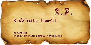 Kránitz Pamfil névjegykártya
